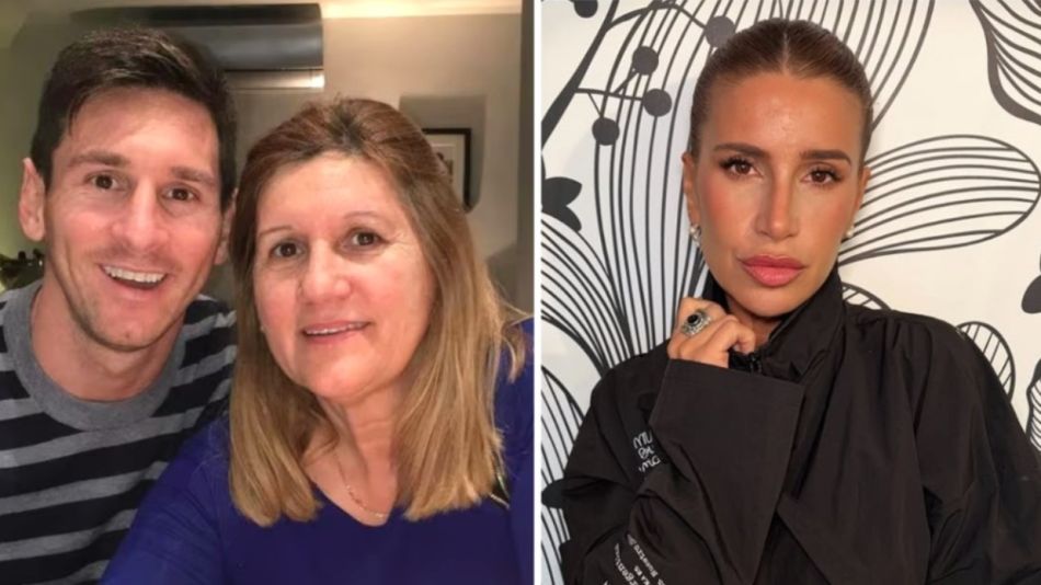 Leo Messi, su mamá Celia y Florencia Peña