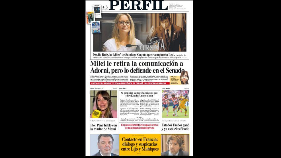 La tapa del Diario PERFIL del sábado 20 de junio de 2026