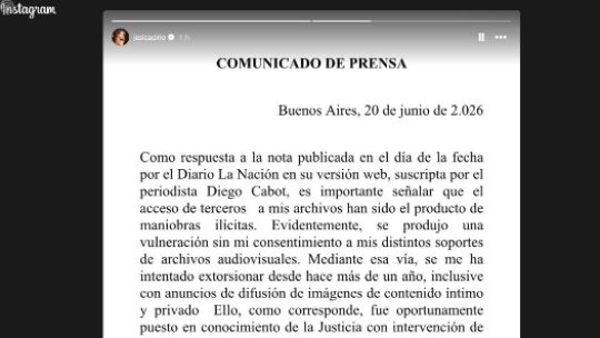 Jesica Cirio habló de los videos de dólares y denunció extorsión: "Han accedido a mis archivos con maniobras ilícitas"
