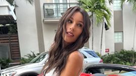 Pampita eligió la baby tee tendencia para alentar a la selección en su segundo partido del Mundial