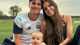 Las fotos inéditas de Emilia Ferrero y Julián Álvarez con su hijo Amadeo: "Nuestro primer Mundial juntos"