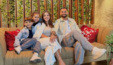 Lucas Trejo, su esposa e hijos