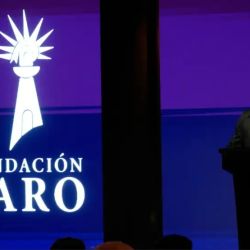 President Javier Milei speaks at a Fundación Faro event.