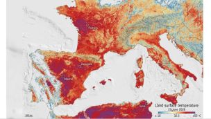 La ola de calor en Europa vista desde un satélite