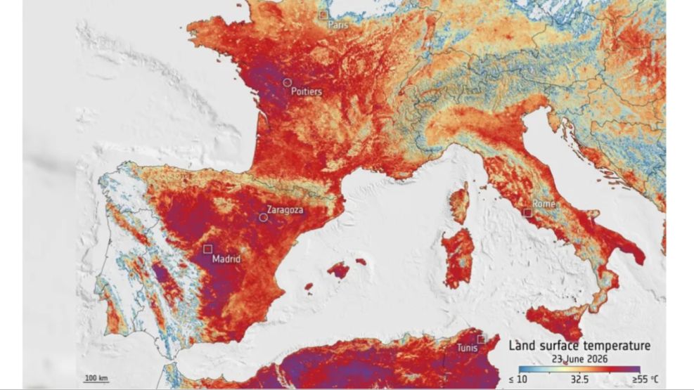 La ola de calor en Europa vista desde un satélite