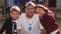 Rodrigo De Paul y sus hijos, Bautista y Francesca