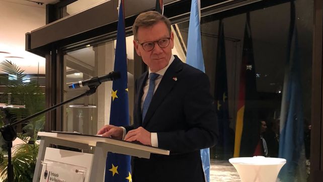 Johann Wadephul durante el encuentro organizado por la Embajada de Alemania en Argentina