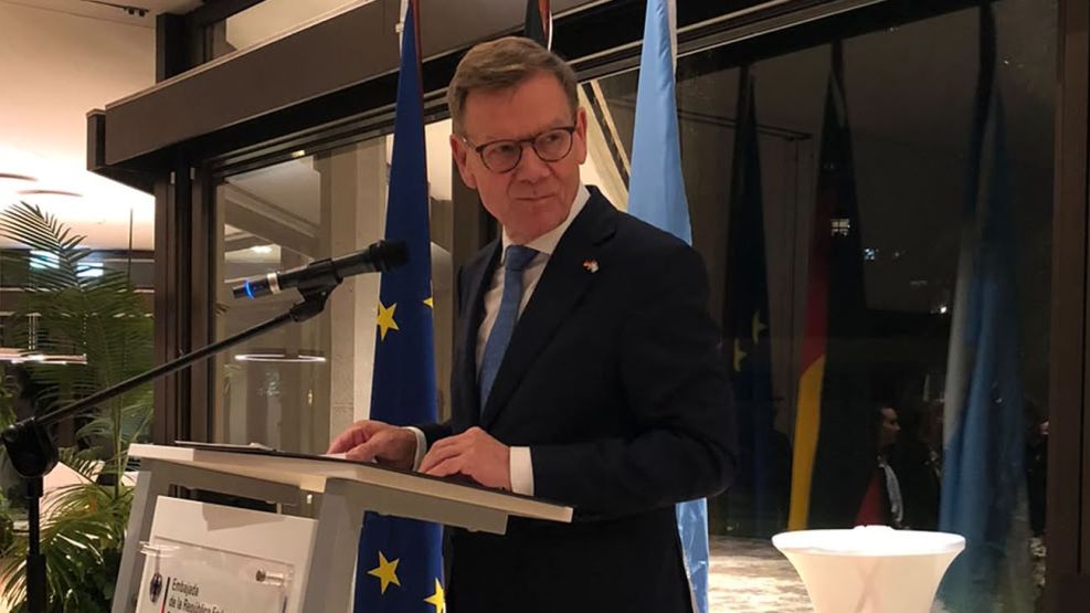 Johann Wadephul durante el encuentro organizado por la Embajada de Alemania en Argentina