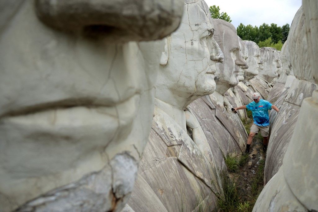 'The Presidents Heads', una instalación con 42 cabezas de presidentes norteamericanos, en Virginia (EE.UU.).