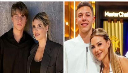Wanda Nara con Valentino López; y Evangelina Anderson con Bastian Demichelis