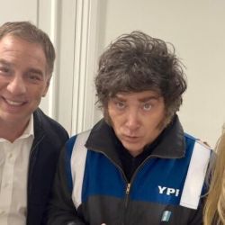 Los hermanos Milei con Diego Santilli | Foto:Cedoc
