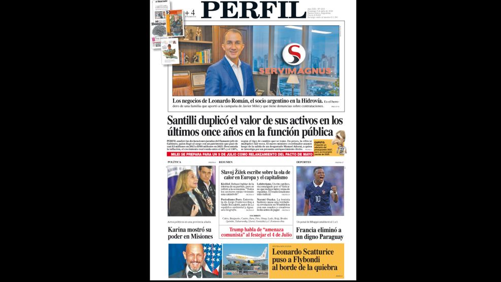 La tapa del Diario PERFIL del domingo 5 de julio de 2026