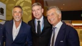 Mauricio Macri, Martín Palermo y Gabriel Batistuta