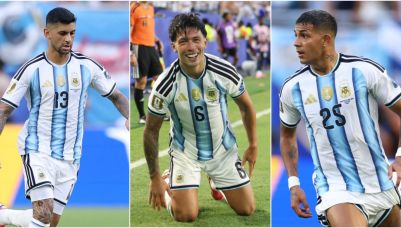 Cristian Romero, Lisandro Martínez y Facundo Medina