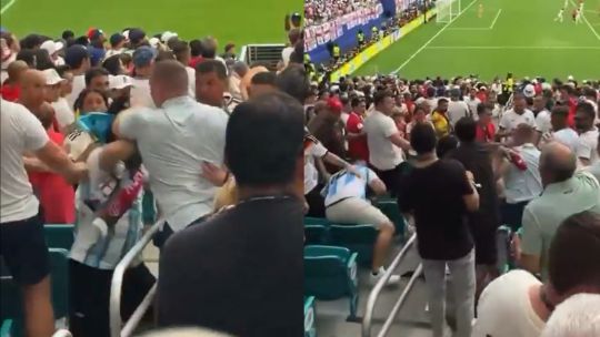 Peleas en las tribunas: Ya se empezó a jugar la semifinal entre Argentina vs Inglaterra