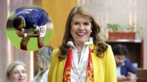 El futbolista francés Kylian Mbappé y la senadora paraguaya Celeste Amarilla