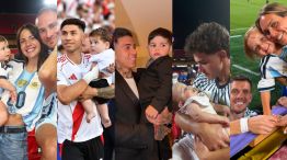 Los jugadores de la Selección Argentina junto a sus hijos