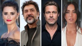 Penélope Cruz y Javier Bardem apoyaron a la selección española junto a Brad Pitt e Inés De Ramón