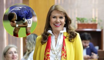 El futbolista francés Kylian Mbappé y la senadora paraguaya Celeste Amarilla