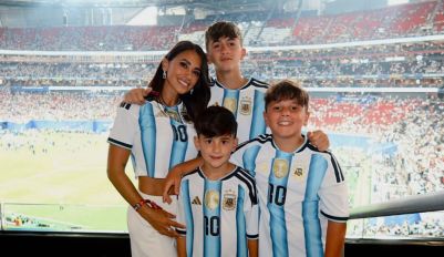 Antonela Roccuzzo y sus hijos