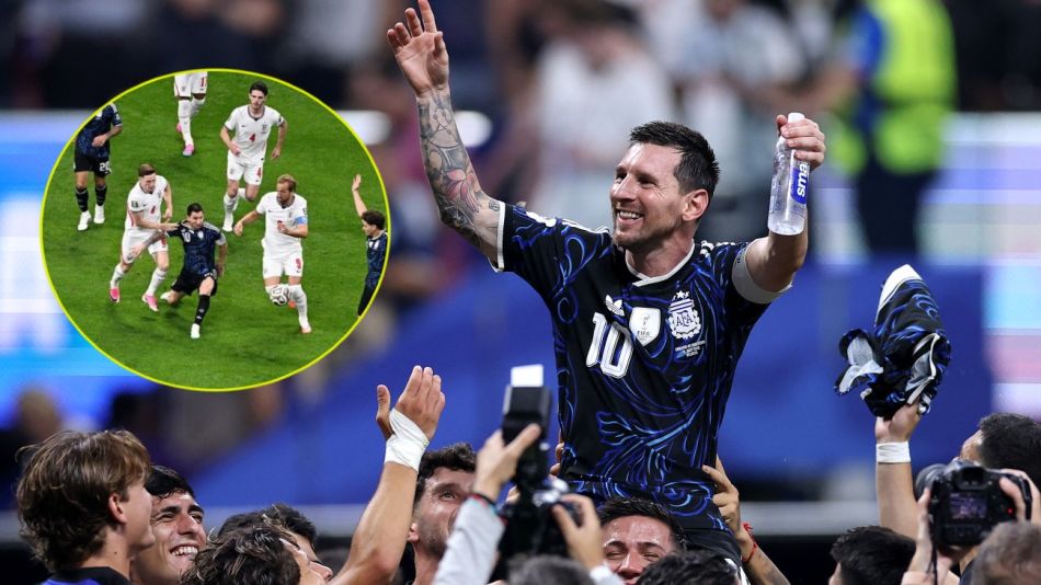 Lionel Messi celebra con sus compañeros de equipo tras la victoria por 2-1 en la semifinal de la Copa Mundial de la FIFA 2026 entre Inglaterra y Argentina, en el Estadio de Atlanta el 15 de julio de 2026 en Atlanta