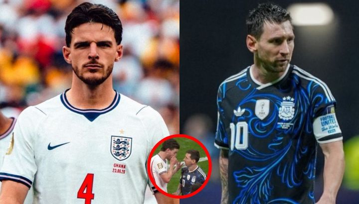 La polémica jugada que nadie vio: Declan Rice se "tapó la boca" en un cruce con Lionel Messi y debería haber sido expulsado ante Argentina