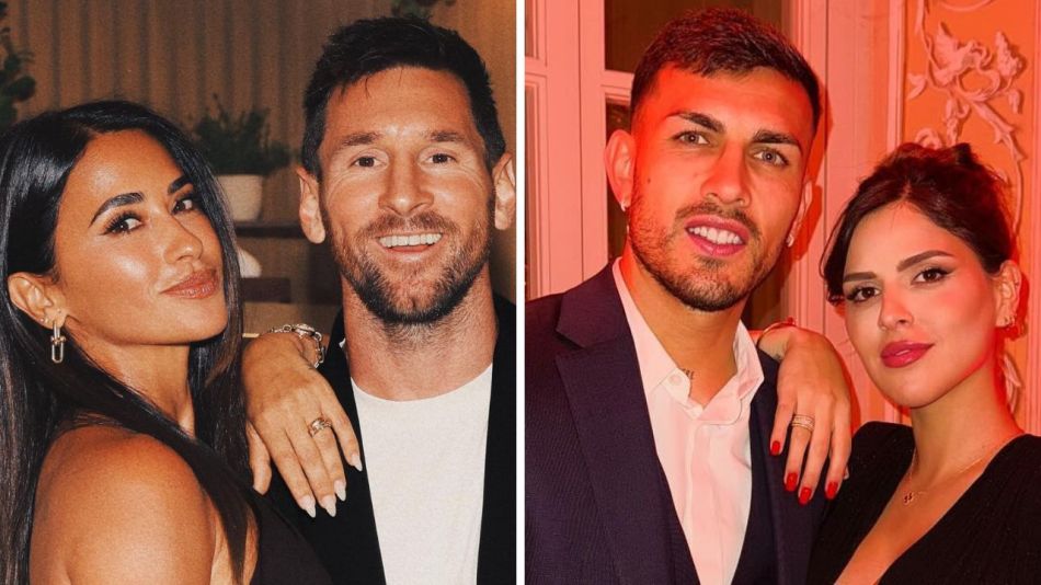 Lionel Messi y Antonela Roccuzzo, Leandro Paredes y Camila Galante