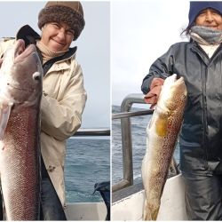 Además de los clásicos besugos, especie que suele dominar las capturas durante esta época del año, la jornada entregó una excelente variedad de peces. Salmones de muy buen porte, aparición de un interesante cardumen de meros y hasta algún lenguado. 