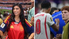 Mia Khalifa celebró el golpe en la cabeza de Jude Bellingham al Colo Barco tras la derrota de Inglaterra