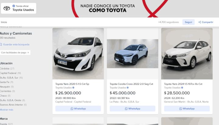 Toyota abre su tienda oficial de Usados Certificados en Mercado Libre