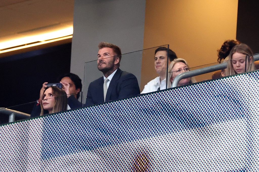 David Beckham viendo el partido Argentina-Inglaterra.