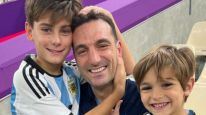 Lionel Scaloni junto a sus hijos Ian y Noha