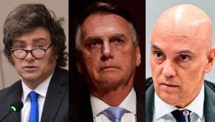 Javier Milei, Jair Bolsonaro y Alexandre de Moraes
