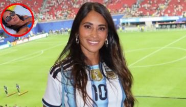 Antonela Roccuzzo con la camiseta de la Selección Argentina