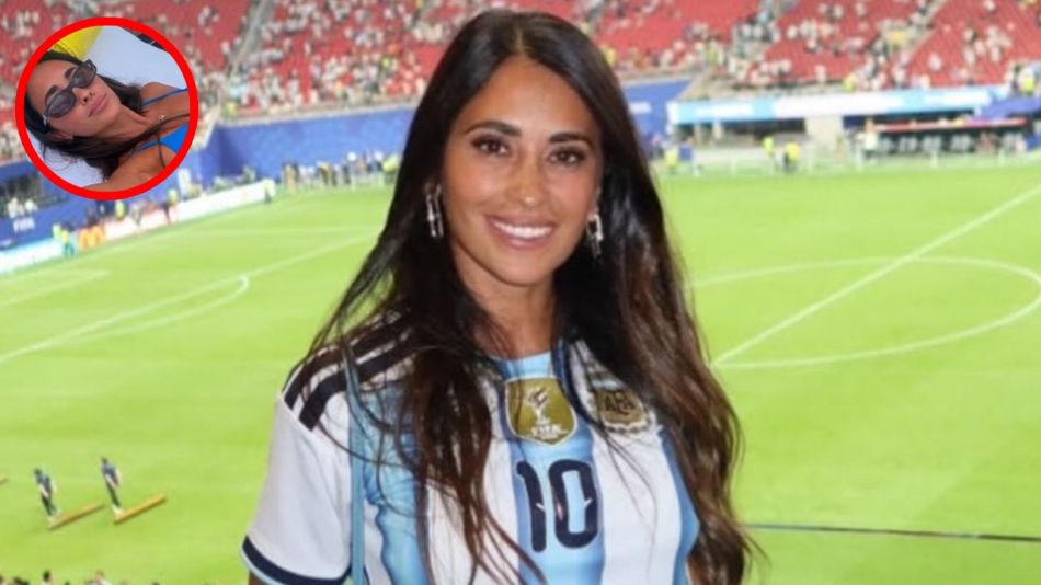 Antonela Roccuzzo con la camiseta de la Selección Argentina