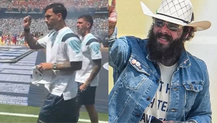 Leandro Paredes y Rodrigo De Paul salieron a la cancha en medio del show de Post Malone para cumplir con su cábala: el video