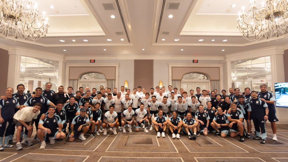 La Selección Argentina en pleno, ante otra Final de un Mundial.