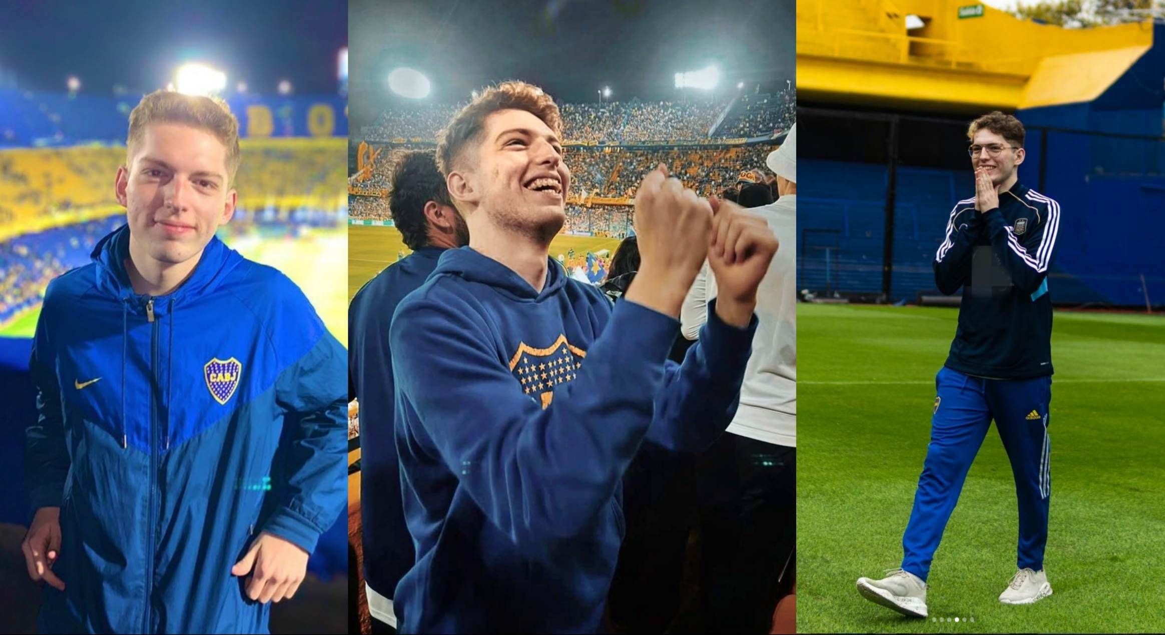 Davoo Xeneize, obviamente fanático de Boca y de Riquelme, en la cancha de Boca.