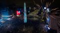 vista aérea muestra los fuegos artificiales sobre el Obelisco mientras los aficionados argentinos se reúnen tras la derrota de Argentina en la final del Mundial