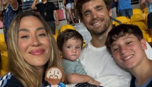 Jimena Barón con Matías Palleiro y sus hijos