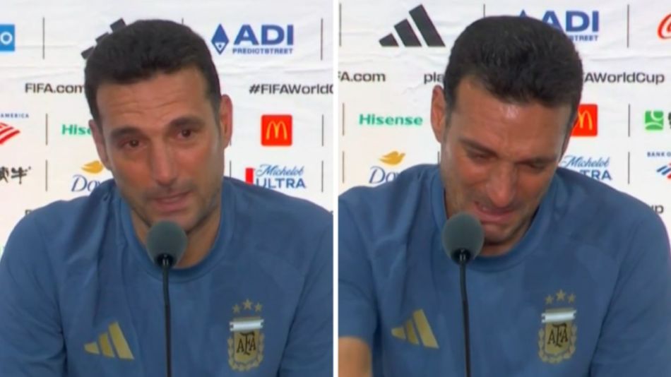 Lionel Scaloni llorando