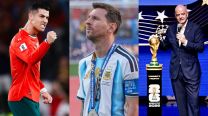 Cristiano Ronaldo, Lionel Messi y Gianni Infantino