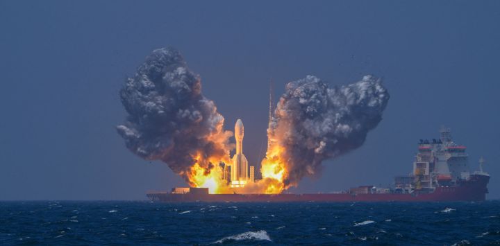 El cohete comercial Gravity-1 despegó del Centro de Lanzamiento de Satélites de Taiyuan, transportando nueve satélites a sus órbitas designadas, en alta mar frente a la costa de Shanghái, en el este de China.