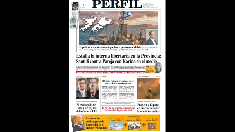 La tapa del Diario PERFIL del sábado 25 de julio de 2026