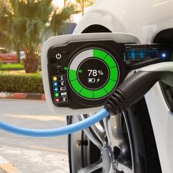 Carga de auto eléctrico.
