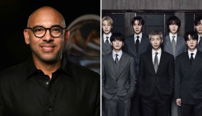 El director ejecutivo de la Academia de la Grabación, Harvey Mason Jr. y BTS