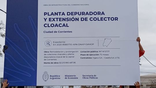 Nación reactiva la obra de la planta de líquidos cloacales de Santa Catalina en Corrientes