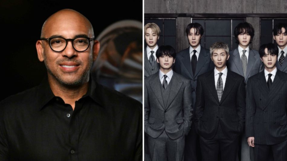El director ejecutivo de la Academia de la Grabación, Harvey Mason Jr. y BTS