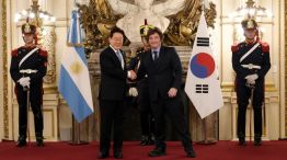 Milei y el mandatario surcoreano Lee Jae Myung