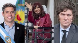 Milei, Kicillof y Cristina Kirchner